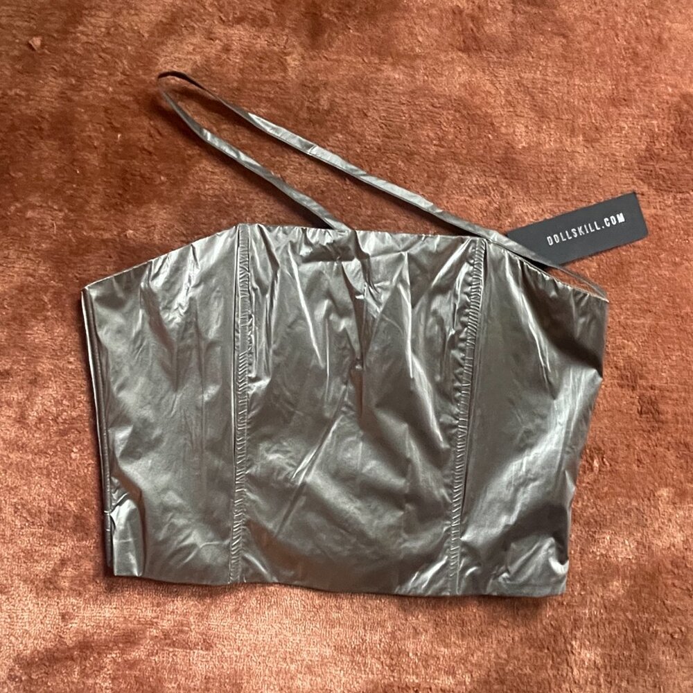 Dolls Kill Reflective Rave Crop Top Size Small